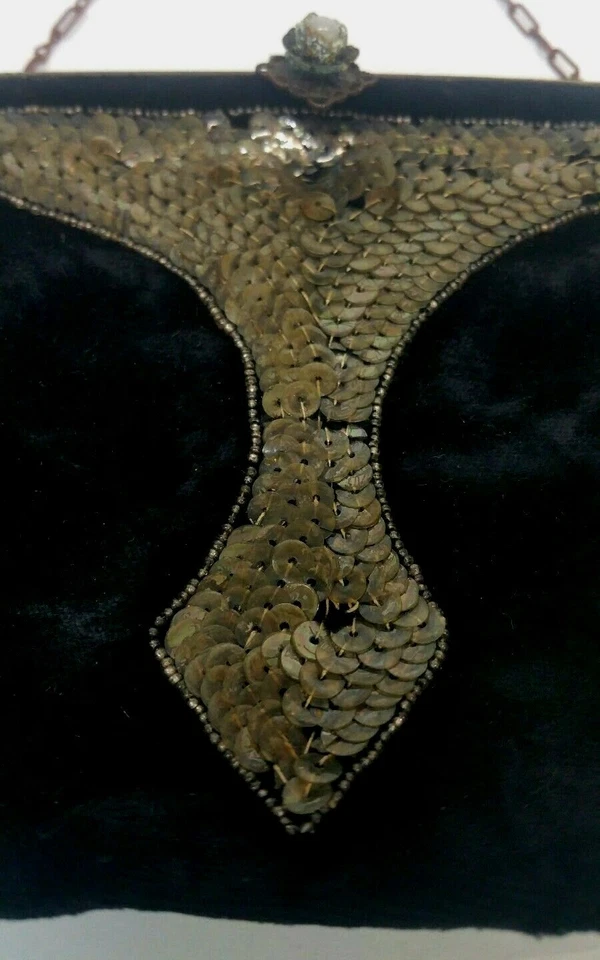 复古女式人造麂皮绒网眼手提包钱包 6 3/4 英寸宽 — 第 2/4 张图片