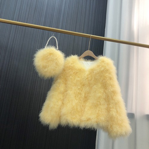 Womens Genuine Ostrich Feather Fur Coat Furry Real Fur Short Jacket Warm Outwear - Picture 6 of 40