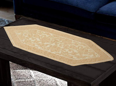 Velvet Floral Design Dining Table Runner Gold