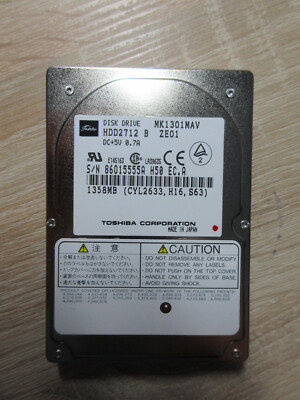  Toshiba MK1301MAV 1358MB 2,5'' IDE 44 Pin HDD Festplatte Rarität Vintage  