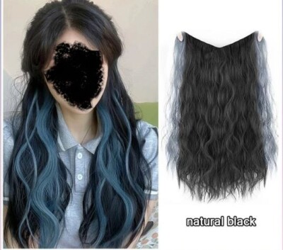 Clip in Extensions Haarverlängerung Schwarz Blau Haarteil
