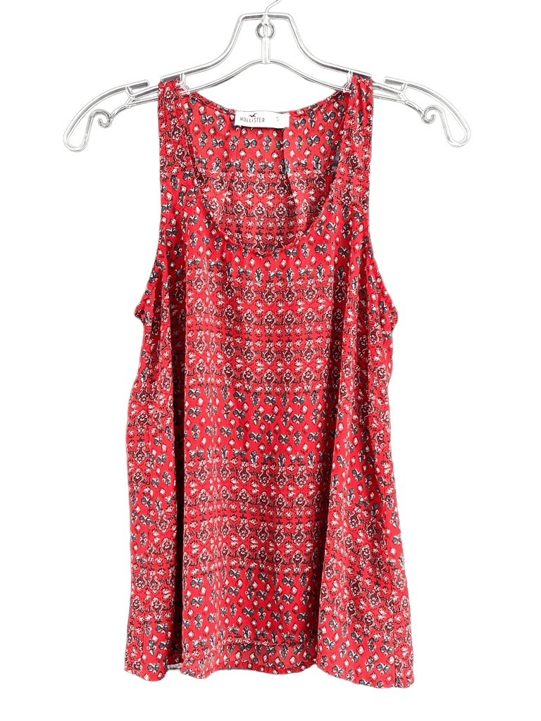 Holister Red Boho Floral Cami Tank Top Blouse Size Small