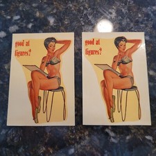 Lot 2 Vintage Pin Up Water Decal Glamour Girl Series GOOD AT FIGURES 4 X 3