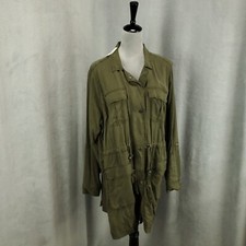 New Cato Jacket Womens 18 20 Army Green Coat Pockets Snap Drawstring