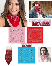 12 HAV-A-HANK PAISLEY BANDANA SCARVES Face Mask Neck Head WRAP SCARF Hanky Cover