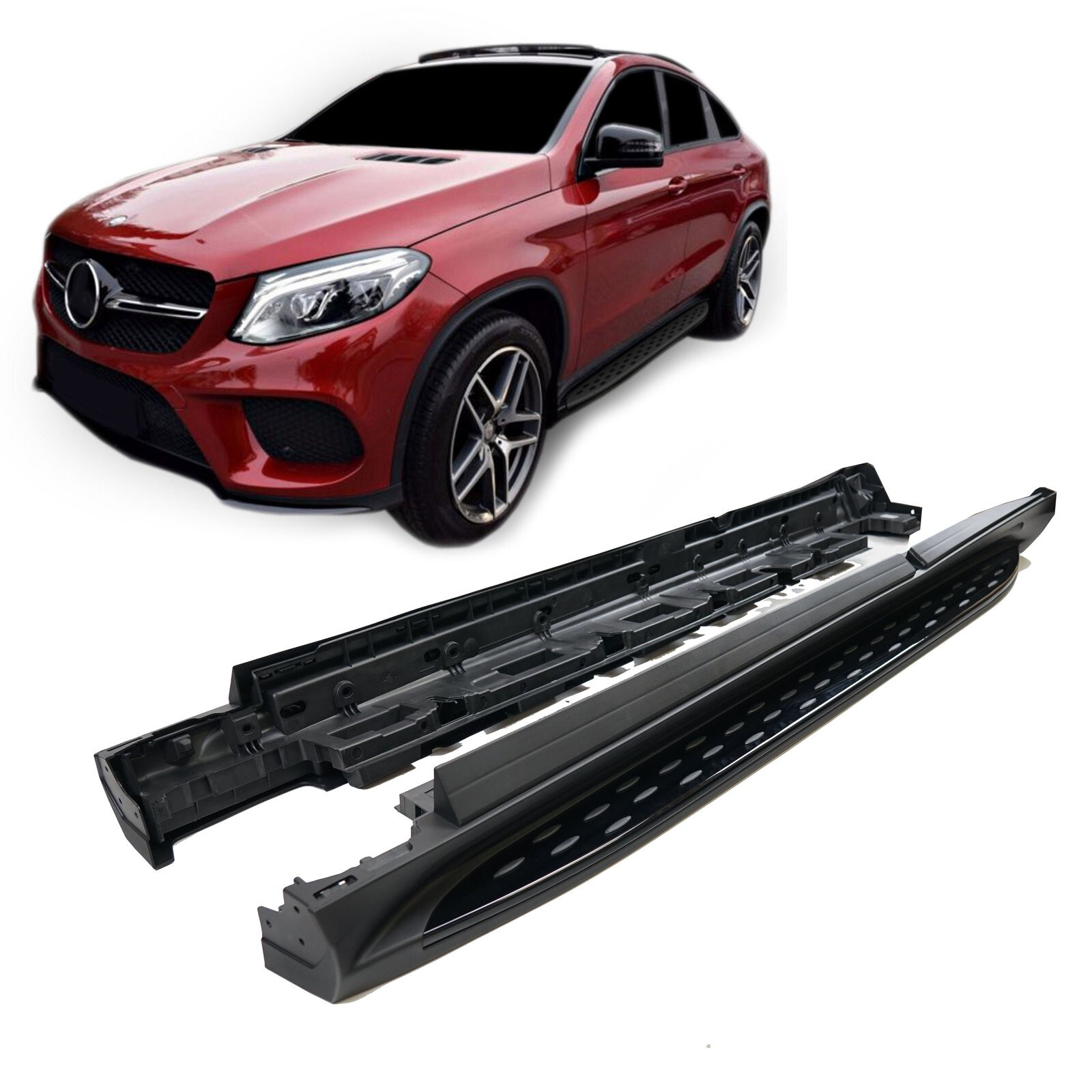 Marche-pieds Mercedes GLE Coupé C292 en aluminium noir de style Premium