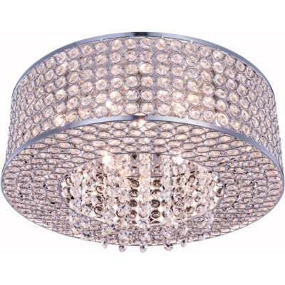 Dining Room Bedroom Bathroom Foyer Crystal Flush Mount Chrome Light Fixture 16''