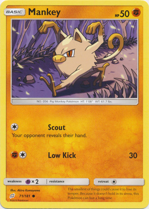 Pokemon Mankey - 71/181 - Common NM-Mint Team Up
