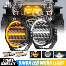 Auxbeam Pair 9inch Led Work Light Pods Offroad Driving Lamp Drl Wiring Harness