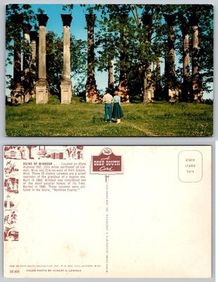 Windsor Ruins Mississippi Postcard Mirro-Krome Deep South DS-809 Raintree County
