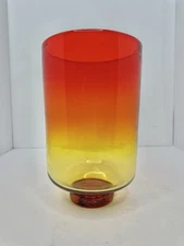 HTF Vintage MCM Blenko Glass 589s Vase In Tangerine 1yr Only Wayne Husted Design