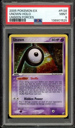 Pokemon Unown EX Unseen Forces Holo Rare #P/28 PSA 9