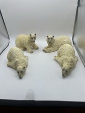 Polar Bear Figures Lot of 4 Made Of Resin Wildlife Collectibles