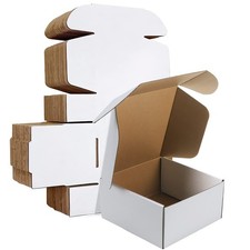 8x8x4 inches Shipping Boxes Set of 25, White Corrugated Cardboard Box Literat...