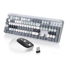 V920 Wireless Keyboard and Combo, 2.4G Full-Sized Typewriter Keyboard with Ro...