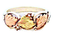 VINTAGE SIGNED GOLD DIGGERS STERLING   10K BLACK HILLS GOLD BAND RING SZ 7.75