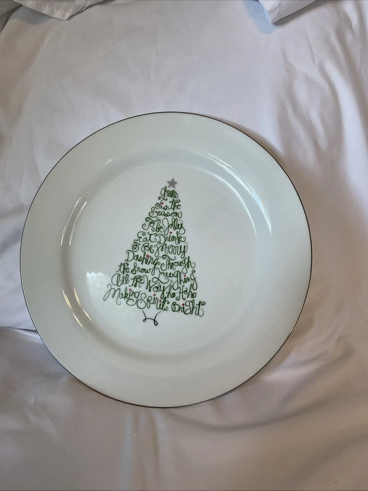St. Nicholas Square Plate 11" Round Christmas Eat, Drink & Be Merry Holiday Tree - Image 2 of 4