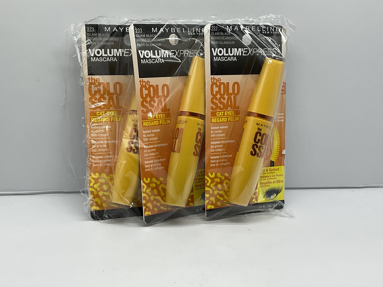 3 Pack Colossal VolumExpress Cat Eye Mascara 233 Glam Black