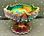 VTG Fenton Glass Amethyst Carnival Glass Footed Bowl Pinwheel Pattern Pre 70's