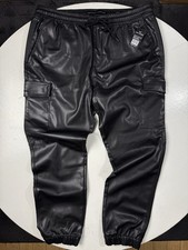 Nick Danger Black Faux Leather Cargo Jogger Pants Men Size Large Slim Fit New L