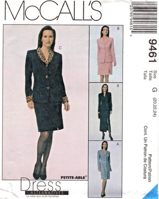 Skirt Jacket and Coat Dress McCalls Sewing Pattern 9461 Sizes 20 22 24