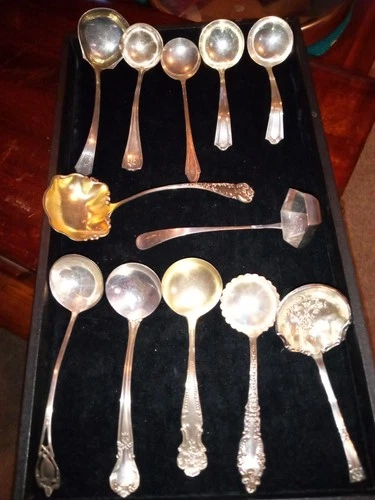 Lot Of 12 Vintage Sterling Silver Ladle Spoons 1900’s 237+ Grams