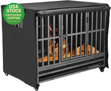 Heavy Duty Dog Crate Cover 48 Inch Insulated 600D Polyester Waterproof Blackout