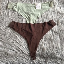 Joyspun Thong Womens Size XL 16-18 Panty Green  Brown Mesh Back Panties