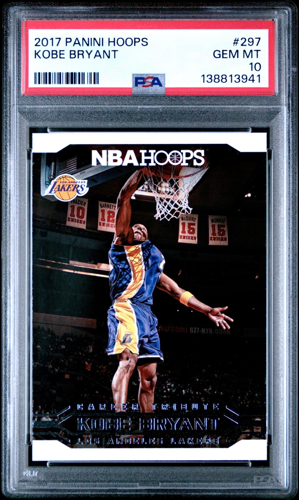 Kobe Bryant #297 Basketball Cards 2017 Panini Hoops trading card — raw and PSA graded price guide
