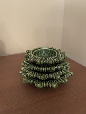 Vtg Stacking Ceramic Christmas Tree Ashtray -missing Top With Lighter
