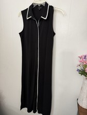 Talbots Petite Black Midi Dress M Y2K Coastal Preppy Chic Minimalist