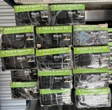 PEAK 50211 Gloss Black Aluminum Railing 6' Picket & Spacer Set 15 Pickets