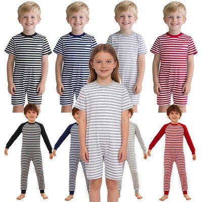 Kids Special Needs Boys Adaptive Clothing Anti-strip Romper Striped Jumpsuit
