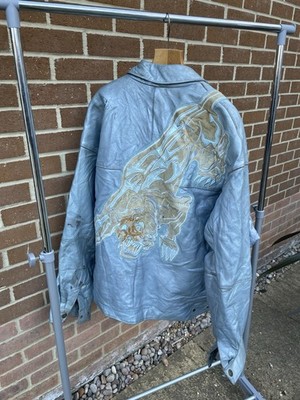 VINTAGE Marc Buchanan Pelle Pelle Lederjacke mit Tiger Design RAR Größe 56