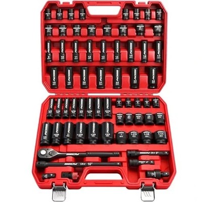 Master 1/2'' Drive Impact Socket Set, 67-Piece Standard & Deep Master Impact Sock