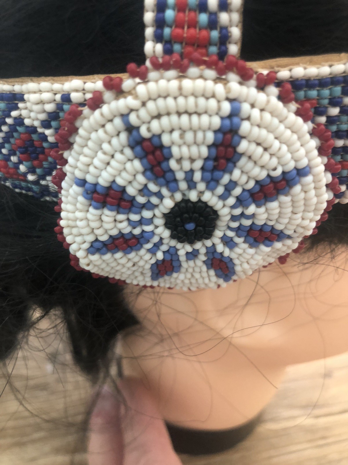Vtg Native American War Indian Warrior Beaded  Dance Headdress Headband Drum