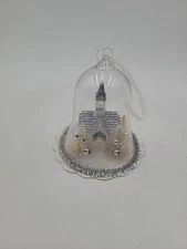 Snowy Demdaco Christmas Cathedral In Cloche’ Bottle Brush Trees Ornament