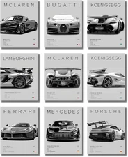 Car Poster Vintage Racing Car Wall Art Supercar Canvas Prints Painting F
