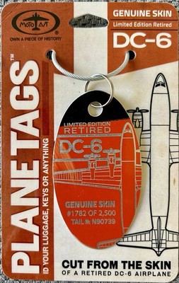 **RARE** PLANETAGS : DOUGLAS DC-6 : N90739 : RED & BLACK BI-COLOUR TAG (V2)