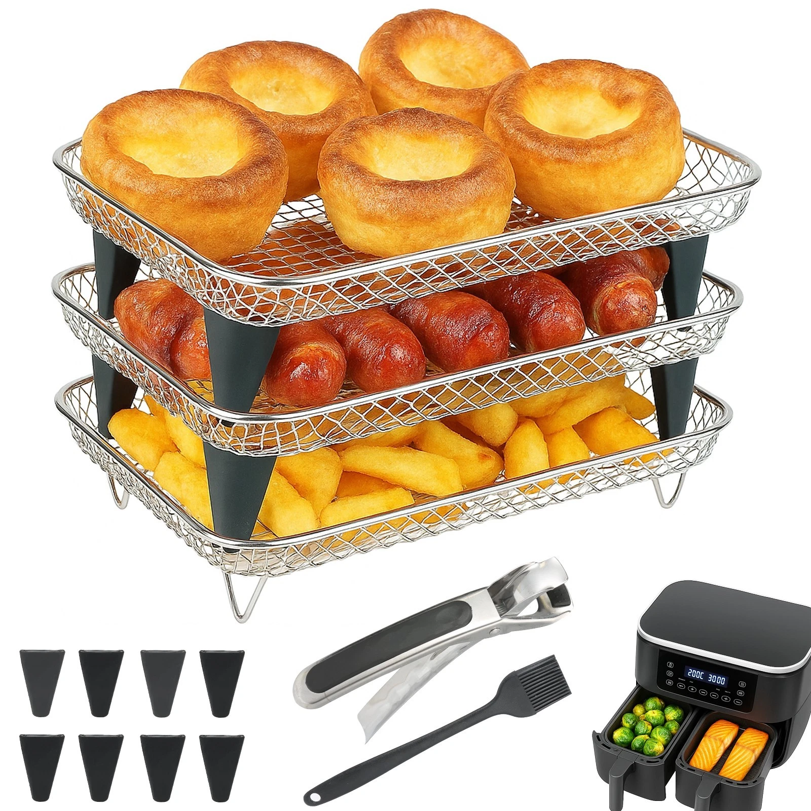 Magla Rectangle Air Fryer Rack Accessories for Ninja Dual Air Fryer AF300/400UK
Opens in a new windo