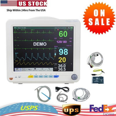 12'' Multi-Touch Screen ICU CCU Monitor ECG NIBP RESP TEMP SPO2 PR FDA