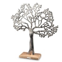 Dekoobjekt Lebensbaum H. 43Cm Silber Natur Alu + Mango Holz Formano