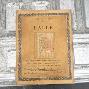 Antique Folding City Map of Halle Germany European Cartography