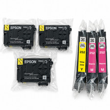 Genuine Epson 252 Ink Cartridges Lot of 3 Yellow Magenta OEM Sealed