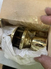 Vintage Kwikset Screen Door Lock Knob Handle New, Gold Brass Tone # 8-341