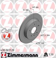 2X Zimmermann Bremsscheibe Coat Z 430.2617.20 FüR Saab Insignia Opel Malibu G09