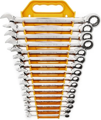 GEARWRENCH 16 Piece Ratcheting Combination Wrench Set with Tray | Metrics | 9416