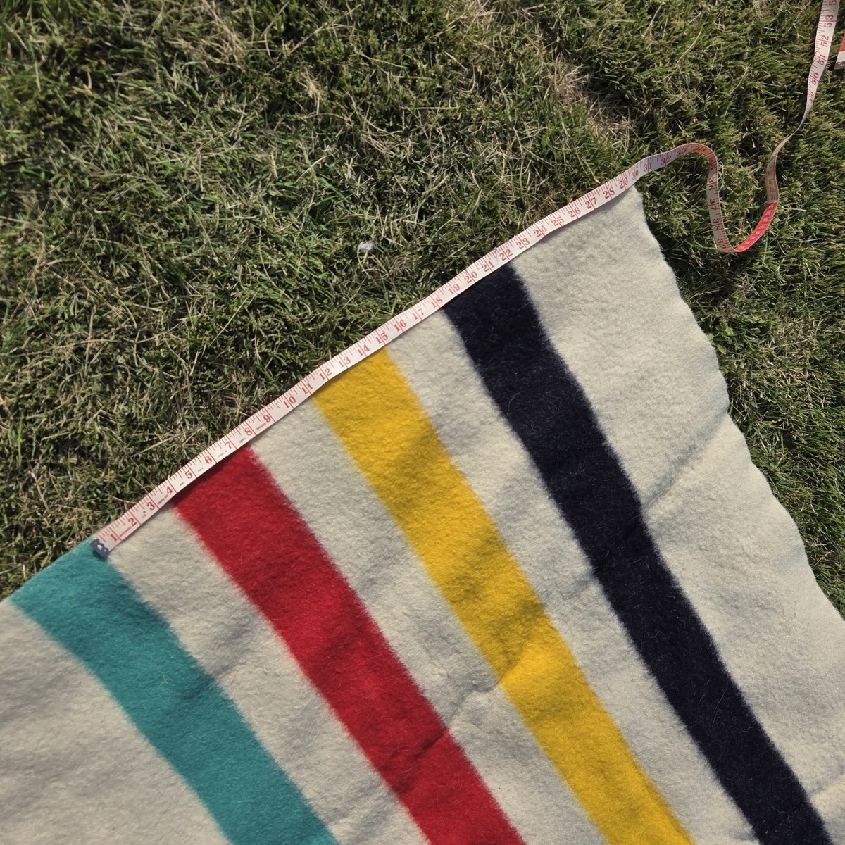 Vintage 4 Point HUDSON BAY Wool Blanket 90 X 72 Striped England