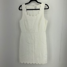 J Crew Womens 8 Scalloped Sleeveless Dress Spring Easter White Coquette Sheath