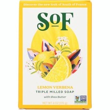 South of France Body Care Lemon Verbena Milled Bar Soap with Shea Butter 6 Ounce